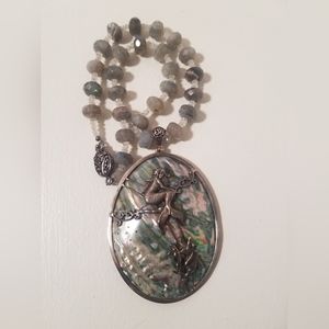 Moonstone and Abalone Shell with Sterling Silver pendant